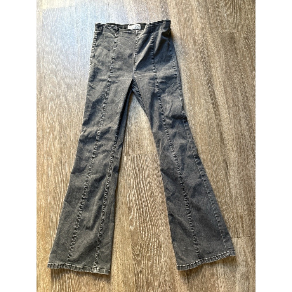 Free People Gray wide leg Jeans Mid Rise Penny Pull On Size W28